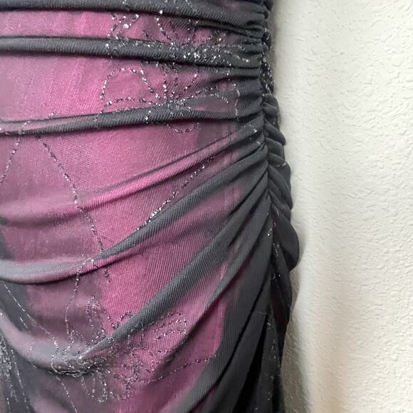 City‎ Triangle Y2K Whimsigoth Fairygore Dress S Black Beaded Pink Lining Floral - Picture 4 of 8